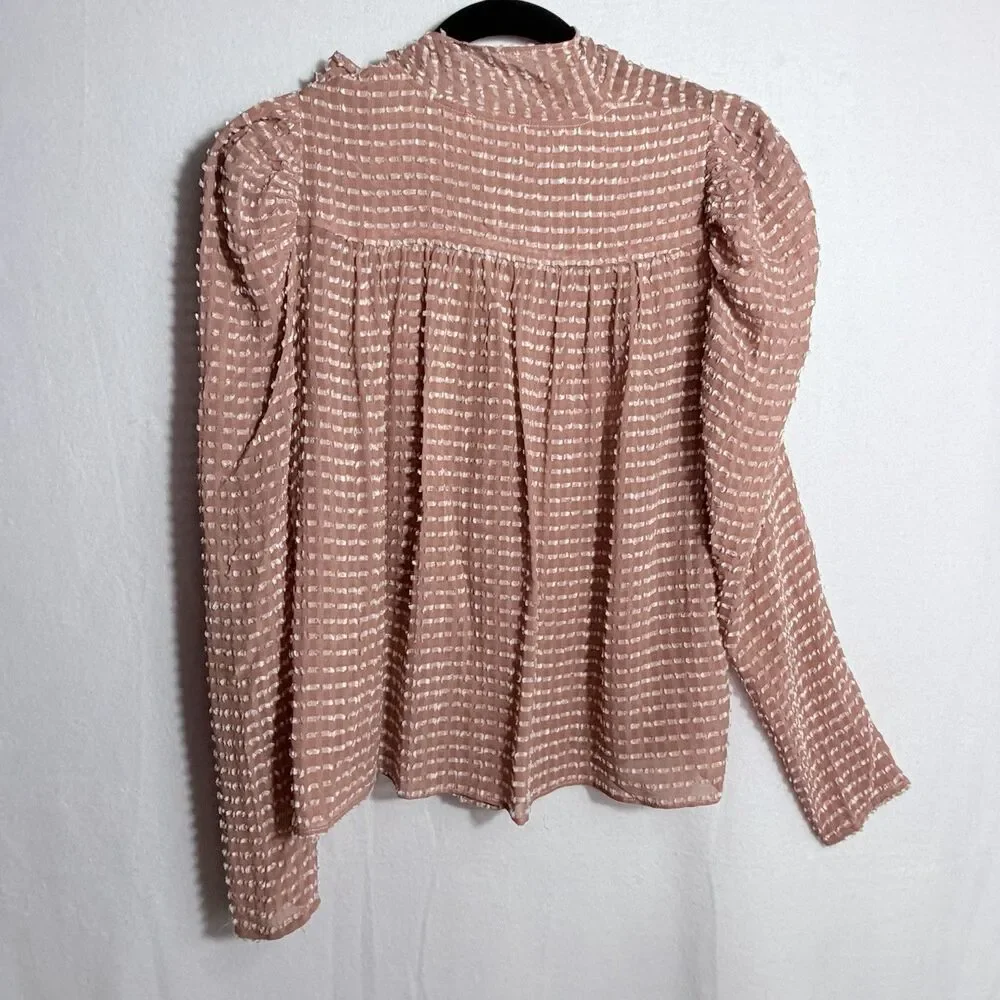 Ulla Johnson Soft Mesa Pink Silk Blend Sheer Carine Top Blouse Size S